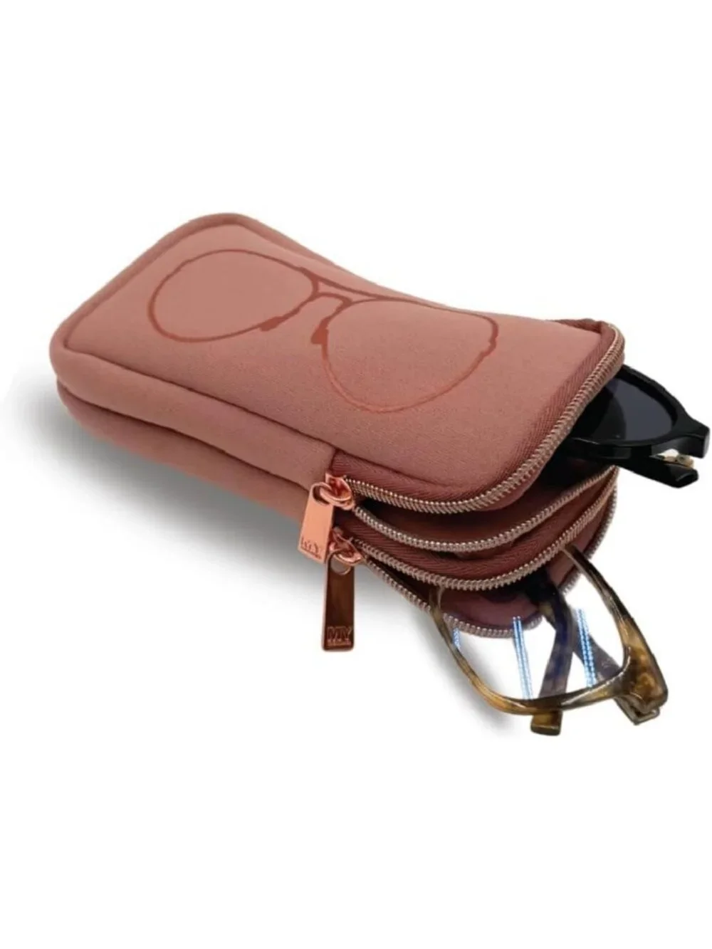 Stylish Double Eyeglass Case with 2 Compartments for Sunglasses & Glasses
